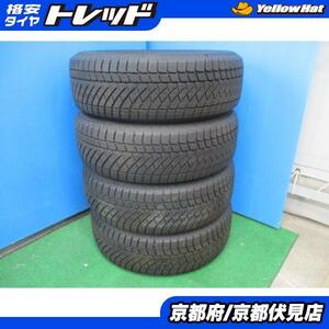 4本 中古 2018年製 バリ山 スタッドレスタイヤ コンチネンタル continental contiviking contact6 195/65R15 91T プリウス ヴォクシー