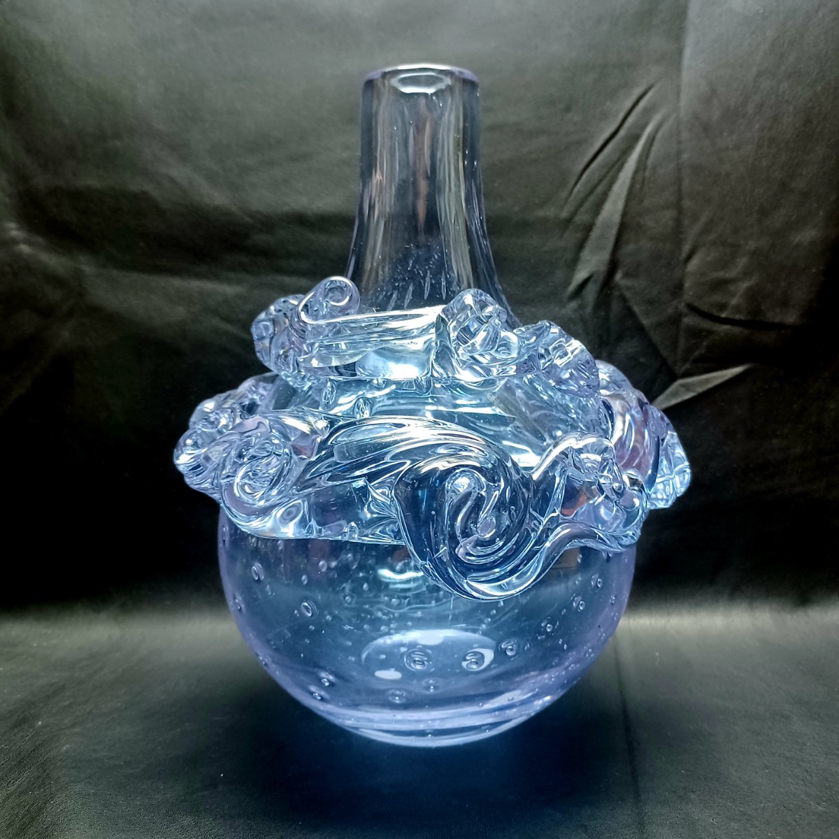 【ガラス】★アレキサンドライト クリスタル フラワーベース★花瓶 花器 置物 オブジェ グラス インテリア