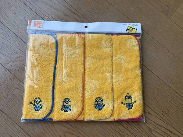 ミニオン ハンド タオル 4種セット タオルハンカチ バナナ 刺繍 ボブ ティム ケビン スチュアート ユニバーサルスタジオ USJ