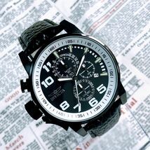 #2604【売切り特価！】メンズ 腕時計 インビクタ Invicta クォーツ 黒文字盤 Quartz 動作良好 ブラック クロノグラフ 新品 インヴィクタ_画像2