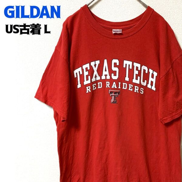 US古着 GILDAN ギルダン 半袖Tシャツ カレッジ フットボール テキサステック大学 ヴィンテージ ゆるだぼ 赤
