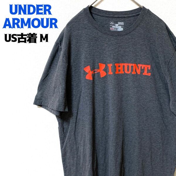 US古着 UNDER ARMOUR アンダーアーマー 半袖Tシャツ グレー M プリント