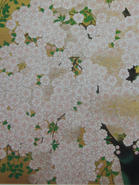 Meiji Hashimoto, [Kirschblüten in der Morgensonne], Aus einem seltenen Kunstbuch, In guter Kondition, Nagelneu mit hochwertigem Rahmen, Kostenloser Versand, Japanische Malerei Kirschblüte, Malerei, Ölgemälde, Natur, Landschaftsmalerei