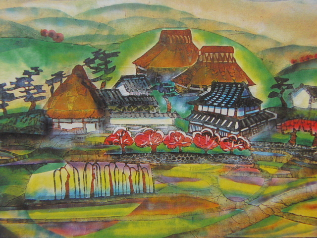 Yoshihide Mizutani, [Spring Village], From a rare art book, Good condition, Brand new high quality framed, free shipping, cherry blossoms, painting, oil painting, Nature, Landscape painting