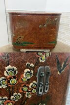 中国 花鳥画 サイドボード カウンター チェスト 収納家具 ハンドペイント 手書き アンティーク 中国美術/マカオ家具 貝186_画像8