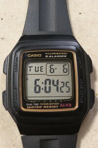 カシオ CASIO F-201WA 電池ベルト新品交換済み チープカシオ 5 ALM DUAL TIME