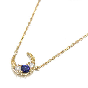  Star Jewelry STAR JEWELRY month motif sapphire diamond K18YG necklace 40cm D0.04ct