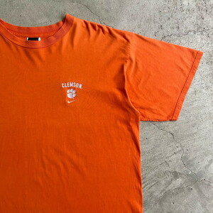 00年代 NIKE TEAM ナイキ CLEMSON カレッジチームロゴ ワンポイント刺繍 Tシャツ メンズXL