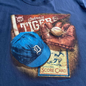 00年代 MLB デトロイト・タイガース チーム プリント Tシャツ メンズXL相当