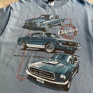 00年代 Ford MUSTANG フォード クラシックカー 車 企業ロゴ アドバタイジングTシャツ メンズL