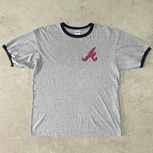 00年代 MLB ATLNTA BRAVES チームロゴ 両面プリント リンガーTシャツ メンズXL