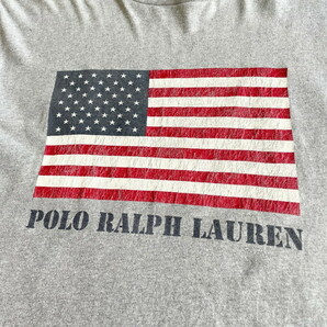 90年代～ Polo by Ralph Lauren ポロバイラルフローレン 星条旗 フロントロゴ プリントTシャツ メンズLの画像1