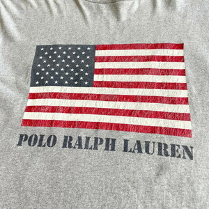90年代～ Polo by Ralph Lauren ポロバイラルフローレン 星条旗 フロントロゴ プリントTシャツ メンズL