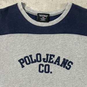 90年代 Polo Jeans co. Ralph Lauren ラルフローレン ポロジーンズ フロントロゴ ワッペン フットボールTシャツ メンズXL相当