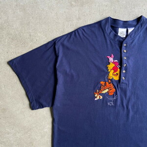 ビッグサイズ 00年代 Disney ディズニー くまのプーさん キャラクター 刺繍 ヘンリーネックTシャツ メンズ2XL レディース