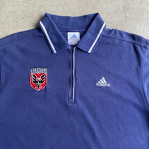 90年代 adidas アディダス D.C.UNITED D.C. ユナイテッド サッカー チームロゴ刺繍 ハーフジップ ポロシャツ メンズM_画像4