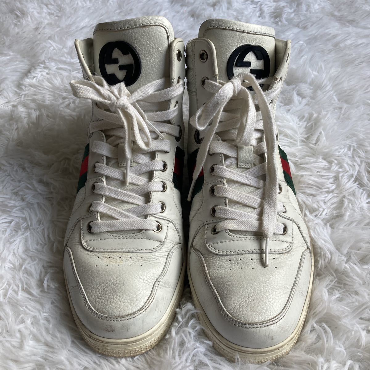 GUCCI ハイカットレザースニーカー シェリーライン メンズ 26~26.5cm
