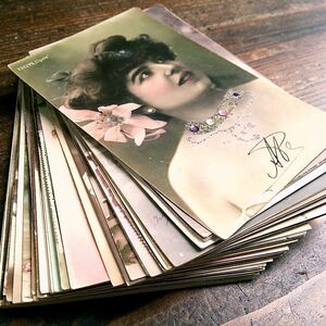 50枚セット(H)◆人物 女性 男性 アンティークポストカード◆フランス ドイツ ベルギー イタリア イギリス 外国絵葉書