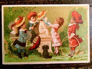 フランス アンティーク クロモス カード N83 (1)◆少女 子供 クロモ カード