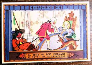 フランス アンティーク クロモス カード N83 (10)大判◆眠り姫 クロモ カード 童話