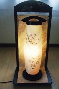 値下げ★盆提灯　巧二重　桜　はんなり　LED球使用　高さ５８ｃｍ★