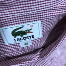 ラコステ LACOSTE 半袖シャツ ボタンダウン ギンガムチェック レッド系 サイズ43_画像2