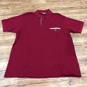 ラコステ LACOSTE 半袖 ポロシャツ Lサイズ CLASSIC FIT ワインレッド PH1981 鹿の子