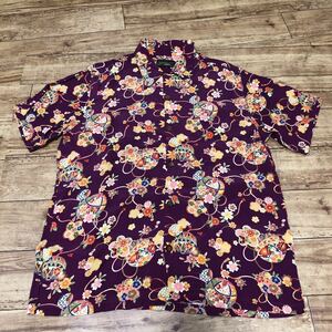 ★ MPJsportswear MAUI POINT MANUFACTURE COMPANY アロハシャツ Mサイズ 総柄 和柄 ワインレッド レーヨン