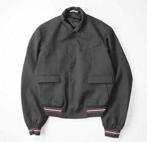 Dior HOMME ◆ リブライン ジップアップ ブルゾン 黒 42サイズ (国内正規品) スモールカラー ジャケット ディオールオム ◆WX5