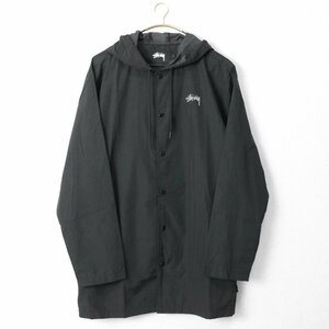 ★未使用 STUSSY ◆ ロング フーデッド ジャケット 黒 Lサイズ ナイロン パーカー ステューシー ◆WX7