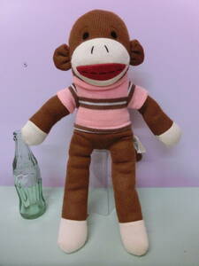 ソックモンキー◆ビンテージ DanDee ぬいぐるみ人形 44cm◆Sock Monkey Doll Stuffed Plush Vintage 猿 ソックスモンキー ダン・ディー製