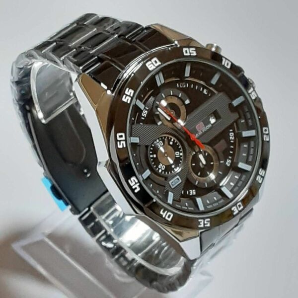w257 黒銀　メンズ腕時計ステンレス　ラグジュアリーデイト　ブラック送料無料