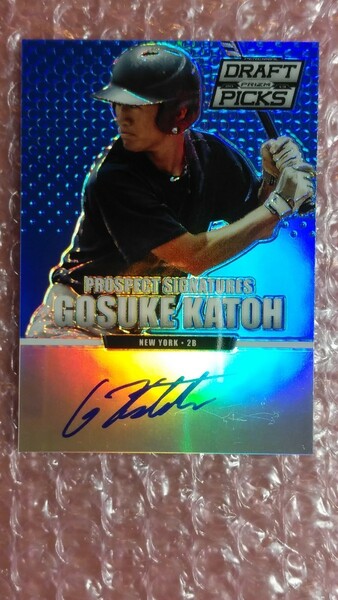 送料込即決 75枚限定 2013 Panini Prizm Perennial Draft Picks Prospect Signatures Blue Prizm #53 Gosuke Katoh 加藤豪将 サイン