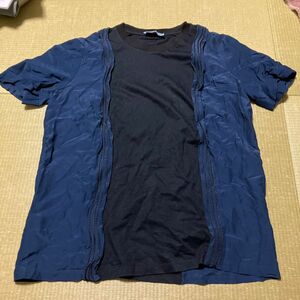 プラダ 半袖Tシャツ M相当　伸縮性 ナイロン　フリル　切替し　高級感