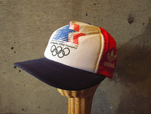 ビンテージ90’s●adidasロサンゼルスオリンピック1984スナップバックメッシュキャップ●230609k2-m-cp-bb 1990sアディダスメンズ帽子_画像1