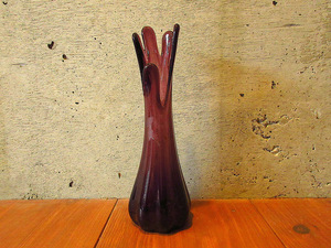 ビンテージ60’s70’s●ガラスフラワーベース紫●230523k8-otclct 1960s1970sインテリアディスプレイ雑貨パープル花瓶