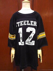 ビンテージ70's●RawlingsキッズNFL STEELERS両面プリントフットボールTシャツsize L(14-16)●230621c5-k-ostsh 1970sスティラーズ