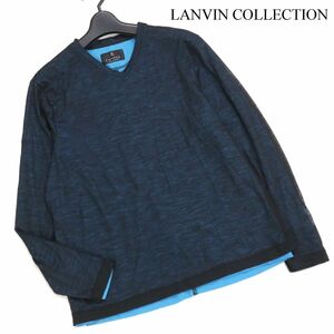 LANVIN COLLECTION ランバン コレクション 通年 ウール Vネック★ 長袖 カットソー ロンTシャツ Sz.M　メンズ 日本製　D3T01255_6#F