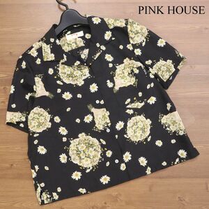 PINK HOUSE ピンクハウス 春夏 花柄 ブーケ マーガレット総柄♪ 半袖 オープンカラー シャツ Sz.F　レディース　D3T01247_6#A