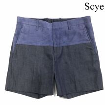 Scye サイ 羊革 スエード レザー切替♪ デニム ショート パンツ Sz.38　レディース 日本製　D3B00469_6#R_画像1