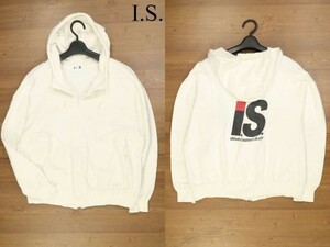 希少! 80s★ I.S. イッセイミヤケ 初期 ツモリチサト デザイン★ ロゴ スウェット ジップ パーカー Sz.9　レディース 白　D3T00084_1#I