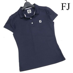 美品★ FJ FOOT JOY フットジョイ 春夏 速乾♪ 半袖 ストレッチ 鹿の子 ポロシャツ Sz.S　レディース ネイビー ゴルフ　D3T01162_6#A