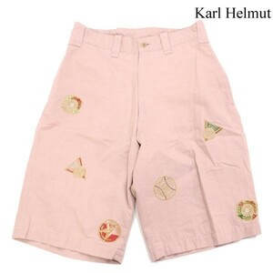 Karl Helmut カールヘルム 春夏 ロゴ刺繍&ワッペン★ コットン ハーフ ショート パンツ Sz.S　メンズ 日本製　D3B00394_5#P