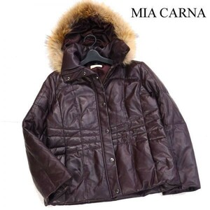 MIA CARNA ミアカーナ ニチワ 豪華ファー♪ 羊革 リアル ラム レザー ダウン ジャケット Sz.13　レディース 大きいサイズ　D1T02538_C#N