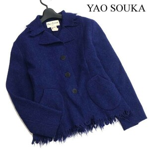 YAO SOUKA ヤオソウカ 秋冬 フリンジ デザイン♪ 圧縮 ウール ジャケット Sz.36　レディース　D2T02678_B#N