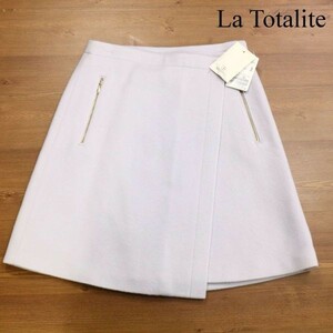 【新品 未使用】 La Totalite ラ トータリテ 秋冬 ポケットZIP♪ カシミヤ混 ラップ風 ウール スカート Sz.36　レディース　D2B00790_B#Q