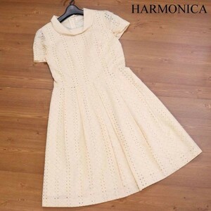 HARMONICA ハーモニカ 春夏 カットワーク刺繍♪ 半袖 プリーツ ワンピース Sz.38　レディース 日本製　D2T01149_5#D