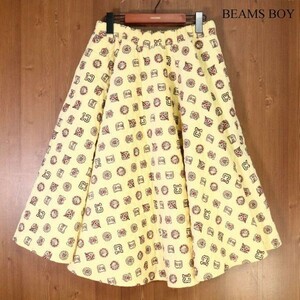 【新品 未使用】 BEAMS BOY ビームス ボーイ 秋冬 カレッジ プリント♪ キルト サーキュラー スカート Sz.F　レディース　D2B00792_B#Q