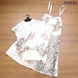 21SS★ AMERI アメリ 春夏 メディメノン 半袖 ブラウス & ロング スカート 上下セットアップ ドレス Sz.M　レディース　D3T01032_5#D