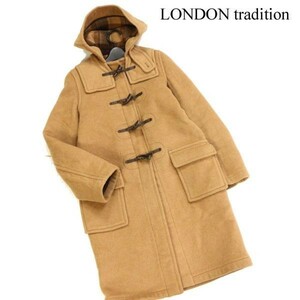 英国製★ LONDON tradition ロンドン トラディション 裏地チェック柄♪ ウール ロング ダッフルコート Sz.34　レディース　D2T02810_B#N